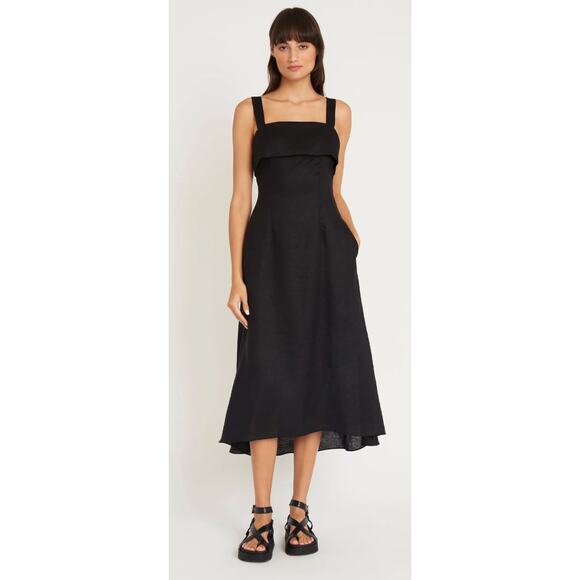 Luxley Dresses & Skirts - Luxley Black Huxely Linen Midi Dress